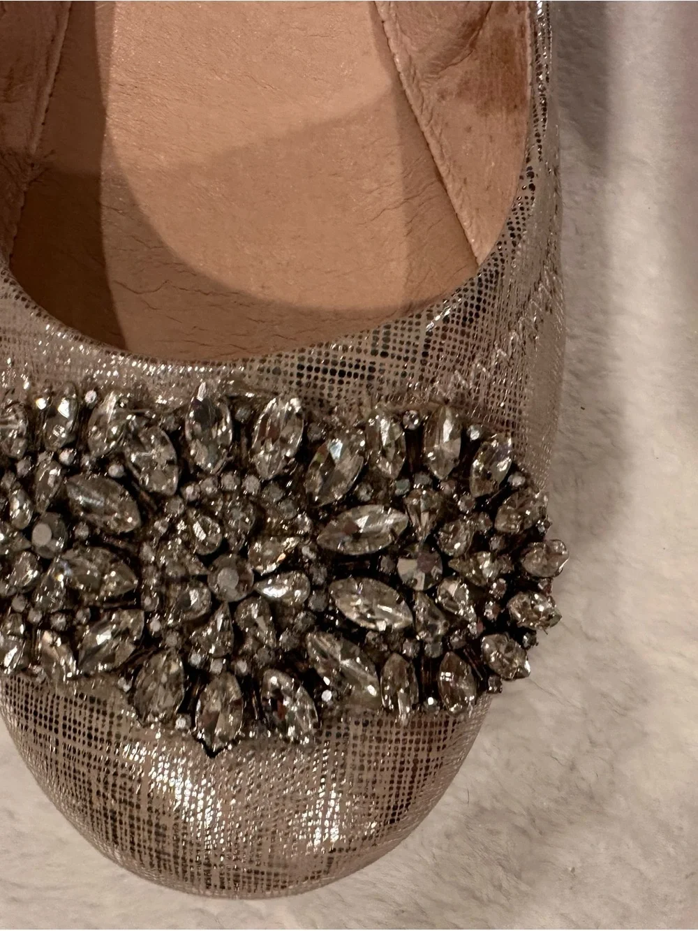 ANTONIO MELANI Silver Crystal-Embellished Ballet Flats